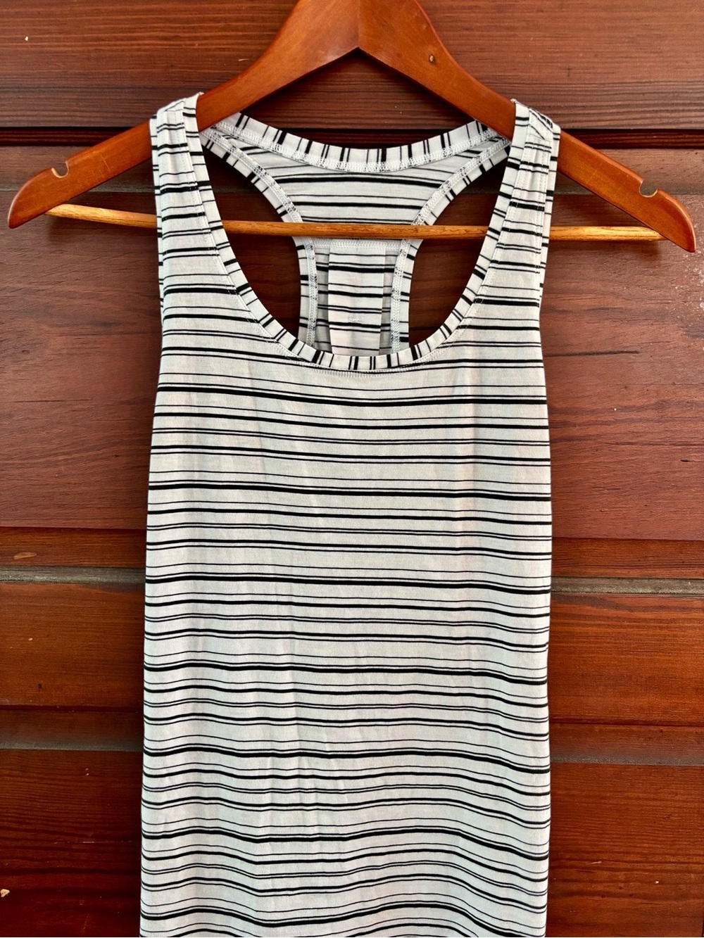 Lululemon Love Racerback Tank *Pleated Cut Back Stripe White Black - Picture 7 of 9